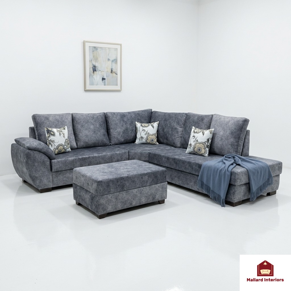 The Ridge in Slate mottled velvet