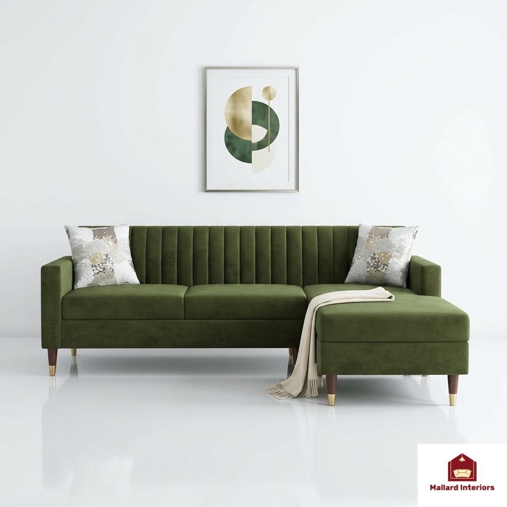 The Karen in Olive velvet, brass feet
